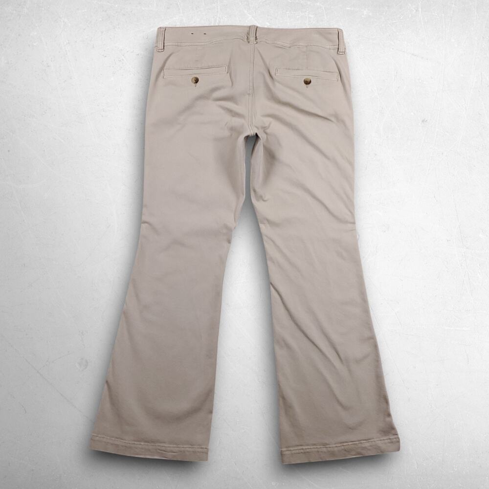 American Eagle Kick Boot Pants Women 14S Beige Super Stretch Short Chino Boho - Picture 2 of 10